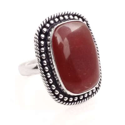 Anillo ajustable hecho a mano con piedras preciosas de cornalina enchapado en plata regalo R-977 Foto 1 de 3