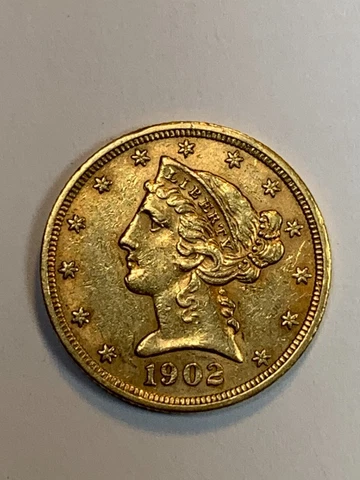 1902 $5 Five Dollar Liberty Head Gold Half Eagle Cover