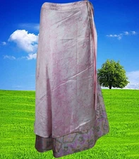 Boho Wrap Skirt Candy Love Printed Double Layered Ankle Length Womens Skirt