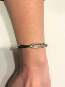 NWT JOHN HARDY BAMBOO SILVER DIAMOND HOOK BANGLE BRACELET - SIZE M $1500 - Picture 1 of 6