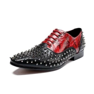 Zapatos Oxford Para Hombres Británicos Remaches Punta Punta Punta Vestido Negocios Con Cordones Color a Juego - Imagen 1 de 9