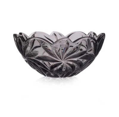 Crystal Bowl 11 "  Gray Vase Fruit Desert Sweets Bohemia Czech Glass Gift NEW Foto 1 de 2