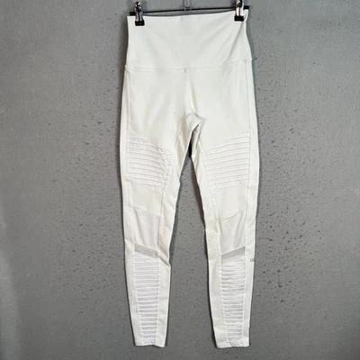 Alo Womens High-Waisted Moto Leggings Size Small White Gym Yoga Athletic - Image 1 of 4