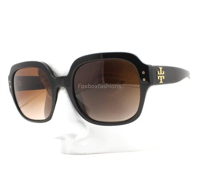 Gafas de sol Tory Burch TY 7143U 1709/13 pulido negro dorado logotipo con estuche Foto 1 de 4