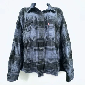Camisa Levi’s X-Grande Cuadros Recortada Manga Larga Franela Abotonada Gran Tamaño - Imagen 1 de 11
