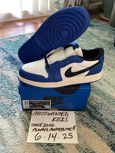 DS 2024 Nike Air Jordan Retro 1 OG Low Game Royal GS Sz 5Y - Picture 1 of 10