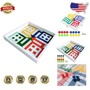 Klassisches 17x17 Glas Ludo Spiel mit 16 Spielsteinen - Zeitlose Familienunterhaltung - Bild 1 von 11