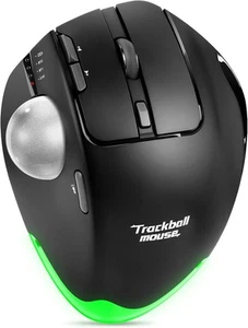TRELC Wireless Trackball Mouse, Ergonomic Rollerball Mouse with 4800 Black - Picture 1 of 7