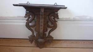 19" Antique French Wood Carved Black Forest Wall Corned Shelf 19th - Picture 1 of 8