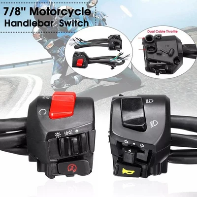 2pcs 7/8" Motorcycle Handlebar Horn Button Turn Signal Switch Control Headlight - Image 1 of 4