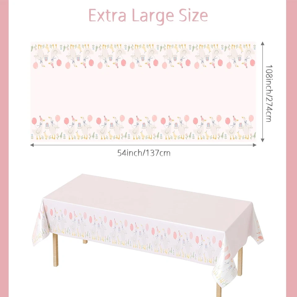 4 Piezas Manteles de Fiesta de Cumpleaños Silly Goose Rosa 1ª Pestaña de Guinga Baby Shower... Foto 1 de 4