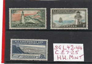 Nuevo Zelanda GV1 1947 Seguro de Vida Set a 2d sg L42-L44 HH. Como Nuevo - Imagen 1 de 2