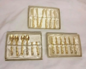 Antique Florentine Spoons Forks 17 Piece Set Gold Colour Vintage Full  - Picture 1 of 10
