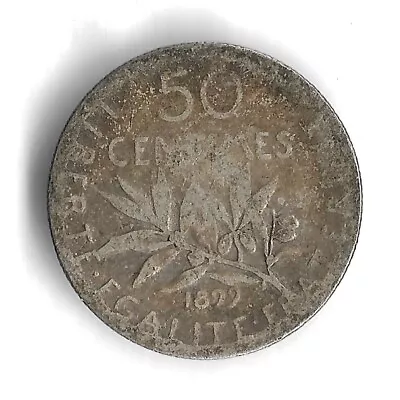 Moneda Mundial de Plata 1899 Francia 50 Céntimos .835 - De Colección 18.000.000 - KM# 854 Foto 1 de 2