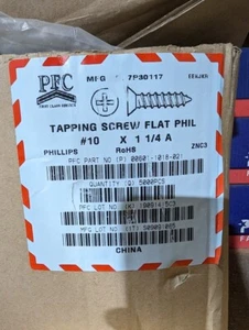 #10 X 1-1/4" Phillips Flat Head Sheet Metal Screw Type A Zinc Plated 500 Ct - Picture 1 of 1