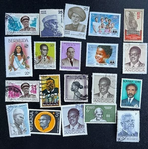 ¡FACES BIPOC en SELLOS! 20 sellos usados en todo el mundo por paquete. ¡Sin duplicados! - Imagen 1 de 1