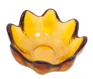 Blenko Amber Glass Lotus Flower Bowl. Vintage Handblown 5½" Decorative Bowl. - Picture 1 of 8