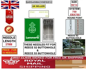 REECE S2 BUTTON-HOLE SYSTEM:750 EBX750 SIZE:90/14 INDUSTRIAL SEWING MACHN NEEDLE - Picture 1 of 4
