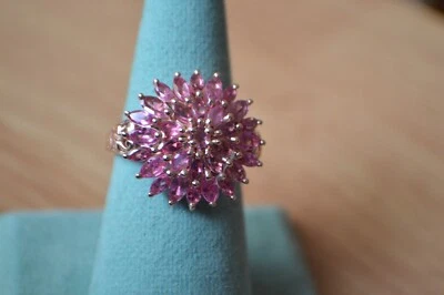 Anillo con racimo de turmalina rosa Morro Redondo de 2,40 quilates 14 k RG sobre plata fina talla 9 Foto 1 de 4