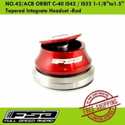FSA NO.42/ACB ORBIT C-40 IS42 / IS52 1-1/8"to1.5" Tapered Integrate Headset -Red - Image 1 of 3