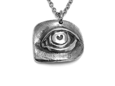 Human Eye Necklace, Handmade Anatomical Jewelry in Pewter - Image 1 of 3