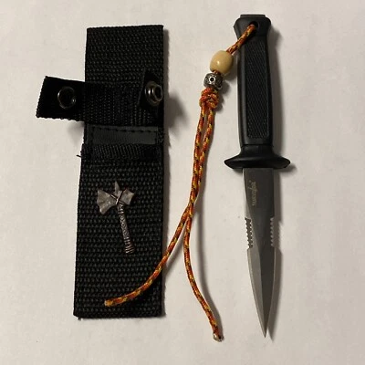 SURVIVOR HK740BK Black Mini Dagger fixed blade knife 6 3/8" overall With Case - Image 1 of 4