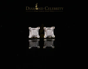 stud Earrings 10K Real Yellow Gold with 0.10CT Real Diamonds Men's/Women's - Picture 1 of 12