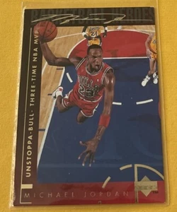 1993-94 Michael Jordan Upper Deck Unstoppa-Bull Three Time NBA MVP # 40 Gold Sig - Picture 1 of 2
