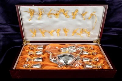 Dragon Vintage Silverware Chinese Miniature Teapot Cups Set Box - Image 1 of 4
