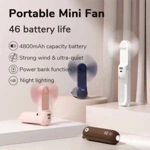 Mini ventilador portátil de mano 3 en 1 - USB 4500mAh con banco de energía y linterna - Imagen 1 de 12