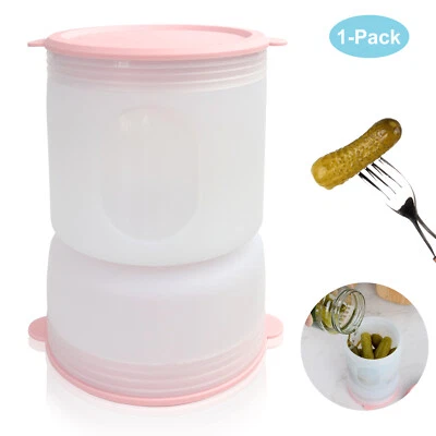 Silicone Pickle Olive Jalapenos Container Storage Jar with Strainer Flip 30.4 oz - Image 1 of 4