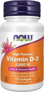 Now Supplements Vit D-3 2000 IU - 120 Softgels, Immune Support - Bone Health - Picture 1 of 6