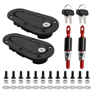 Universal Racing Car Bonnet Plus Flush Mount Hood Latch Pin Locking Lock Kit - Picture 1 of 17
