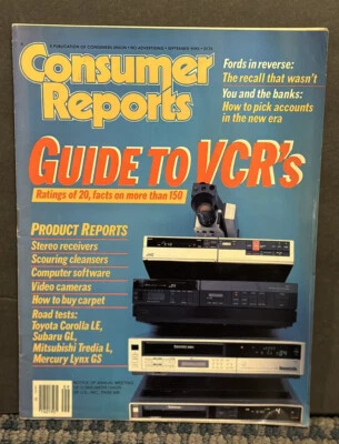 1985 September Consumer Reports Magazine, Guide To VCR’s (MH610) - Image 1 of 2