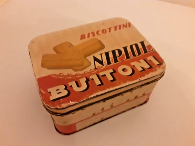 ✅💯Vecchia Scatola Di Latta D'epoca Biscottini Nipiol Buitoni Da Collezione - Immagine 1 di 4