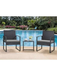 3 Pieces Patio Bistro Set, Wicker Outdoor Patio Furniture Set, Modern - Picture 1 of 8