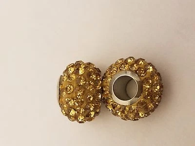 Топаз полимерной глины со стразами Rondelle европейские бусины 13 x 9 мм, отверстие 5 мм - Изображение 1 из 2