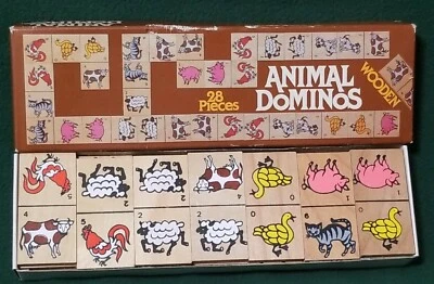 Vintage Wooden Animal Dominoes 28 Piece Family game  1985 - Image 1 of 4