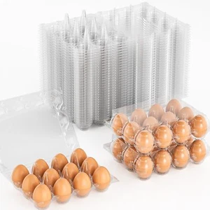 50 Pack Plastic Egg Cartons Cheap Bulk 12 Count Clear Blank Egg Containers fo... - Picture 1 of 8