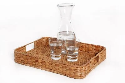 VIVANNO Großes Tablett Korb Tischkorb Wasserhyazinthe 'Tim' 40x30cm - Bild 1 von 4