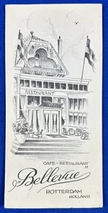Folleto promocional 1952 para café-restaurante Bellevue, Rotterdam/dibujos a tinta - Imagen 1 de 6