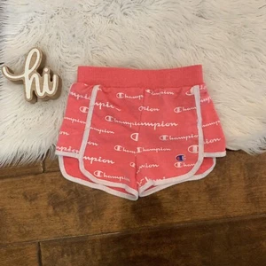 Champion Athletic Activewear Girls Shorts Size 5 Pink White Logo - Picture 1 of 5