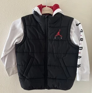 Nike Jordan Puffer Vest Hoodie Combo Jacket Youth Size 7 L 6-7 Years - Picture 1 of 8