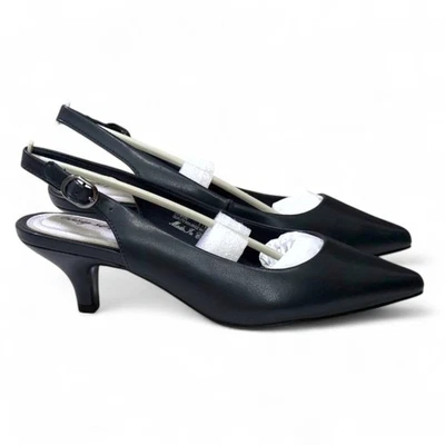 EASY STREET Faye Slingback Kitten-Heel Navy Pumps, NEW! Size 11 Wide - Imagem 1 de 4