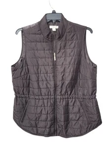 1X/18 Coldwater Creek Womens Quilted Vest Brown Sleeveless Adjustable Waist - Picture 1 of 7