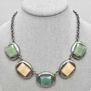 Dana Buchman Necklace Silver Tone Statement Oval Chunky Chain Signed - Picture 1 of 6