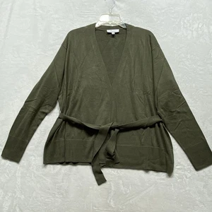 Encore By Idina Menzel woman’s NWOT Size M green wrap front belted cardigan - Picture 1 of 15