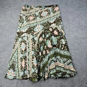 Coldwater Creek Skirt Womens L Multicolor Brown Floral Boho Midi Rayon Garden - Picture 1 of 6