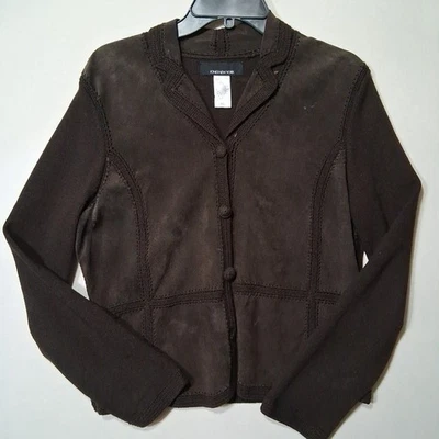 Cárdigan para mujer de Jones New York gamuza cuero frontal marrón talla M Foto 1 de 4