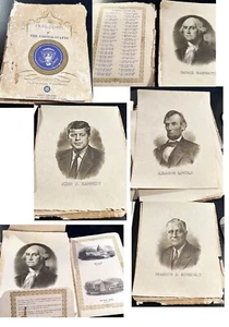 1934 Presidents Portraits Collection Vintage George Washington Abe Lincoln JFK - Picture 1 of 21